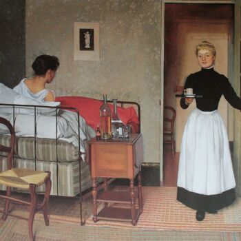 Pintura titulada "La fille malade" por Félix Vallotton, Obra de arte original, Oleo