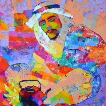 Painting titled "Bedouin" by Vyara&Art, Original Artwork, Oil Mounted on Wood Stretcher frame