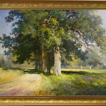 Painting titled "landscape of oak" by Jan Bartkevich, Original Artwork, Oil