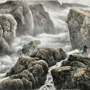 "The reason in the w…" başlıklı Tablo Fengyin Hu tarafından, Orijinal sanat, Mürekkep Ahşap panel üzerine monte edilmiş