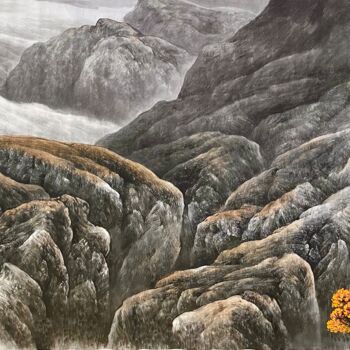 Malarstwo zatytułowany „Find your own color” autorstwa Fengyin Hu, Oryginalna praca, Atrament Zamontowany na Panel drewniany