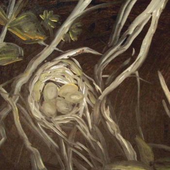 Malerei mit dem Titel "Гнездо" von Irina Dubinina, Original-Kunstwerk, Tempera