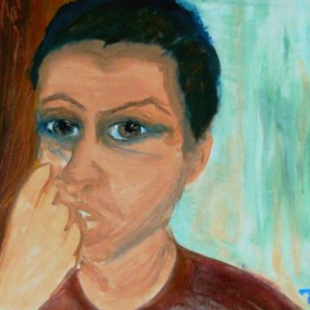 Ζωγραφική με τίτλο "Портрет молодого че…" από Irina Dubinina, Αυθεντικά έργα τέχνης, Τέμπερα