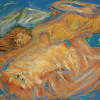 Peinture intitulée "Золотой сон." par Irina Dubinina, Œuvre d'art originale, Tempera