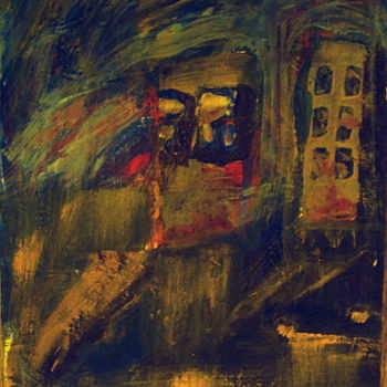 Painting titled "Городской пейзаж." by Irina Dubinina, Original Artwork, Tempera