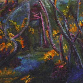 Pintura intitulada "Ночью деревья поют." por Irina Dubinina, Obras de arte originais, Têmpera