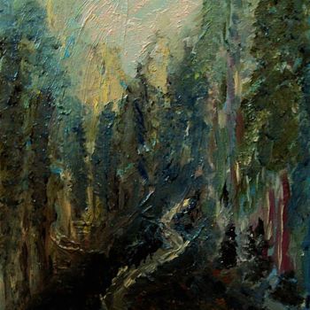 Картина под названием "Дорога в лесу." - Irina Dubinina, Подлинное произведение искусства, Масло