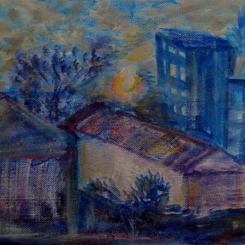 Картина под названием "Вечерний пейзаж." - Irina Dubinina, Подлинное произведение искусства, Масло