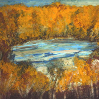 Malerei mit dem Titel "Осень над озером." von Irina Dubinina, Original-Kunstwerk, Andere