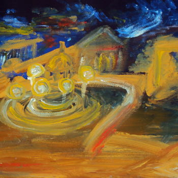 Картина под названием "Площадь." - Irina Dubinina, Подлинное произведение искусства, Темпера