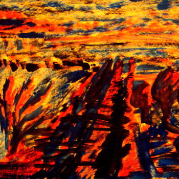 「Восход над...」というタイトルの絵画 Irina Dubininaによって, オリジナルのアートワーク, グワッシュ水彩画