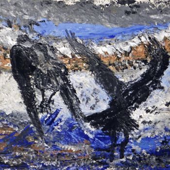 Картина под названием "Над тающим снегом." - Irina Dubinina, Подлинное произведение искусства, Масло
