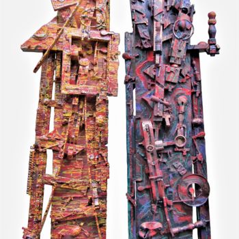 Sculpture titled "Рок-тектонический м…" by Leonid Feodor, Original Artwork, Wood