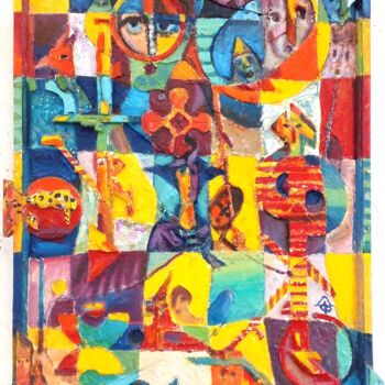 Картина под названием "Комедианты. Лоскут…" - Леонид Феодор, Подлинное произведение искусства, Масло