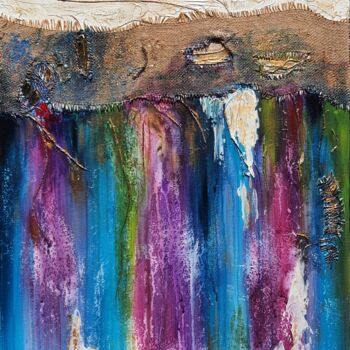 Peinture intitulée "Cascade de couleurs" par Feray, Œuvre d'art originale, Acrylique
