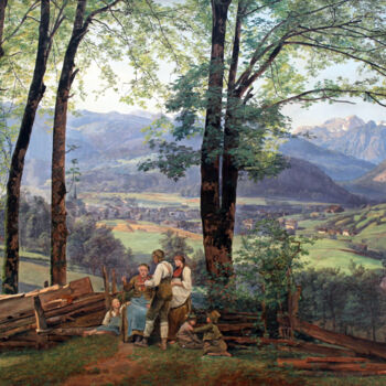 Malarstwo zatytułowany „Vue sur Ischl” autorstwa Ferdinand Georg Waldmüller, Oryginalna praca, Olej