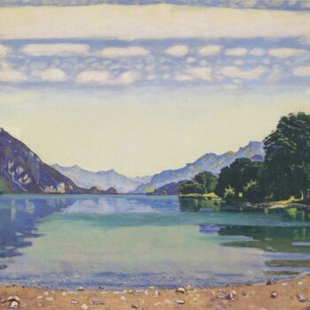 Pintura intitulada "Le lac de Thoune vu…" por Ferdinand Hodler, Obras de arte originais, Óleo