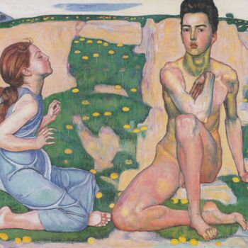 Painting titled "Le printemps" by Ferdinand Hodler, Original Artwork, Oil