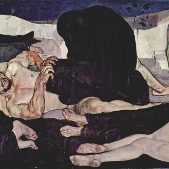 Painting titled "La nuit" by Ferdinand Hodler, Original Artwork, Oil