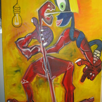 Painting titled "pensée negative" by Ffab, Original Artwork