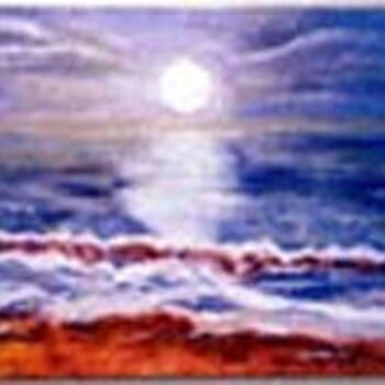 Peinture intitulée "clair de lune en mer" par Jean Pierre Ferenkak, Œuvre d'art originale, Huile