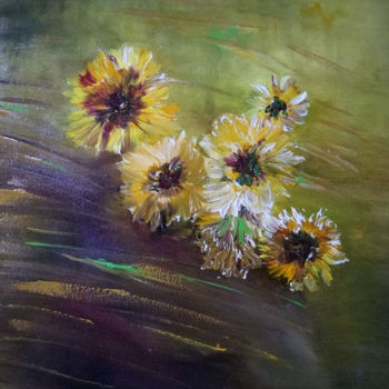 Painting titled "Fiori - Flowers" by Fernanda Andriotto, Original Artwork, Oil