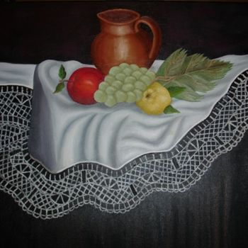 Pintura intitulada "Fruta sobre a mesa" por Fernanda Lérias, Obras de arte originais