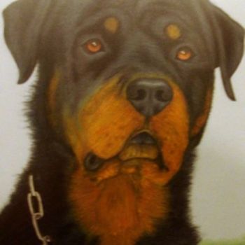 Pintura intitulada "Rottweiler" por Fernanda Lérias, Obras de arte originais
