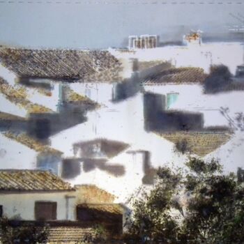 Painting titled "Pueblo blanco" by Fernando Aguayo, Original Artwork, Watercolor
