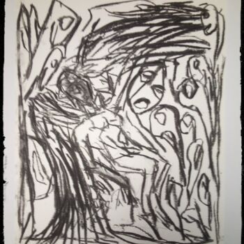 Картина под названием "Ángel Caido" - Fernando Rubio, Подлинное произведение искусства, Древесный уголь