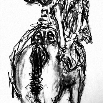 Drawing titled "Rocinante" by Fernando Rubio, Original Artwork, Charcoal