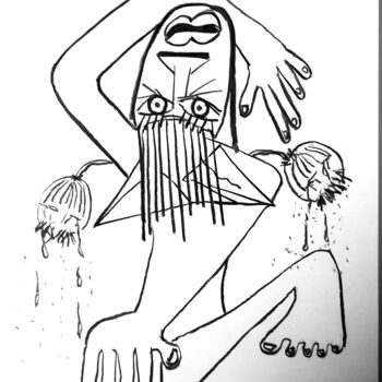 Dibujo titulada "Adormidera volteada" por Fernando Rubio, Obra de arte original, Carbón