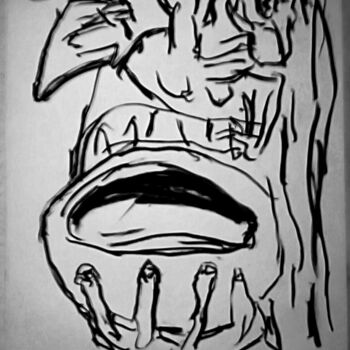 Рисунок под названием "Maldito te voy a ba…" - Fernando Rubio, Подлинное произведение искусства, Древесный уголь