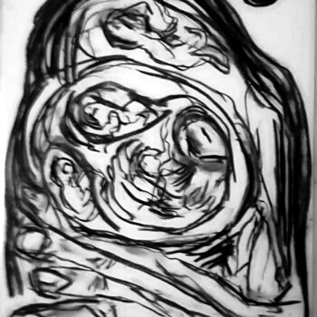 Disegno intitolato "Prosencéfalo Fetal" da Fernando Rubio, Opera d'arte originale, Carbone