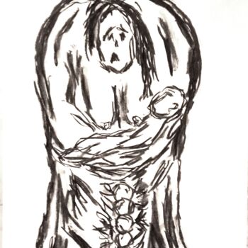 Desenho intitulada "Brazos en Mal" por Fernando Rubio, Obras de arte originais, Carvão