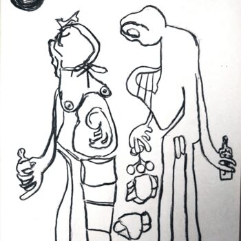 Tekening getiteld "Compraste leche pal…" door Fernando Rubio, Origineel Kunstwerk, Houtskool