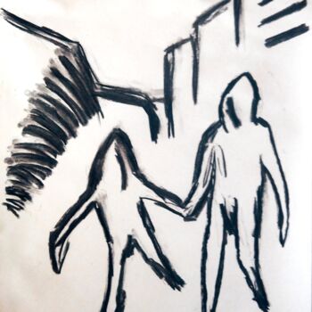 Dibujo titulada "Paseando Munch" por Fernando Rubio, Obra de arte original, Carbón