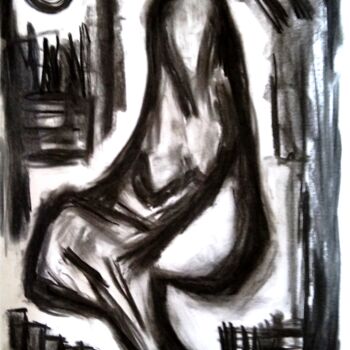 Drawing titled "Esperame desnuda" by Fernando Rubio, Original Artwork, Charcoal