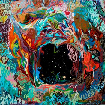Painting titled ""Portal I"" by Fernando Rosa, Original Artwork, Oil Mounted on Wood Panel