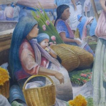 Pintura titulada "En el mercado" por Fernando Turu, Obra de arte original, Oleo
