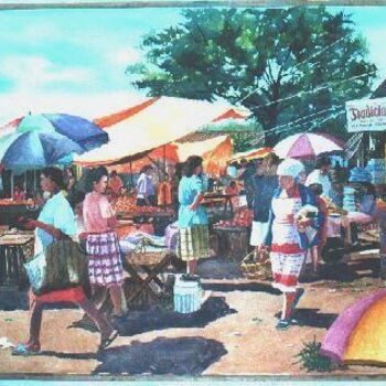 Pintura titulada "Mercado (tradición)" por Fernando Valenzuela, Obra de arte original