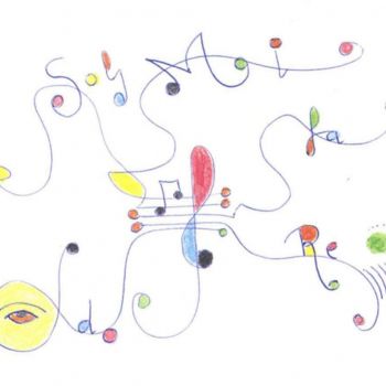 Drawing titled "Il est là,J.S.Bach." by Fernando Calvo, Original Artwork
