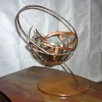 Design intitulée "Vasque en verre fer…" par Marc Valdenaire, Œuvre d'art originale