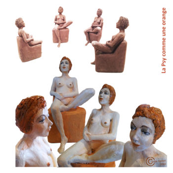 Sculpture titled "2015-la-psy-orange.…" by Carole Ferreri, Original Artwork, Ceramics