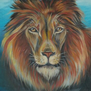 Painting titled "Leo. "Dreams of the…" by Ferrumi, Original Artwork, Oil Mounted on Wood Stretcher frame