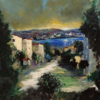 Painting titled "VUE DE LA BAIE" by Denis Ferte-Defteen, Original Artwork, Acrylic