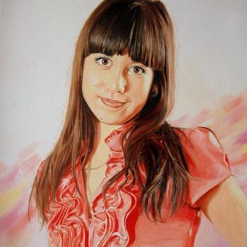 Painting titled "Портрет девушки в к…" by Fesenkos, Original Artwork, Oil
