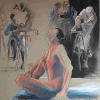 Painting titled "L'atelier de suclpt…" by Nadie Feuz, Original Artwork