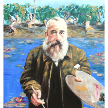 Painting titled "Monet posant devant…" by Fgarcia, Original Artwork, Oil