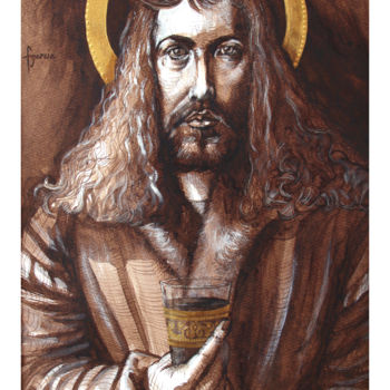 Painting titled "Sa sainteté Dürer" by Fgarcia, Original Artwork, Acrylic